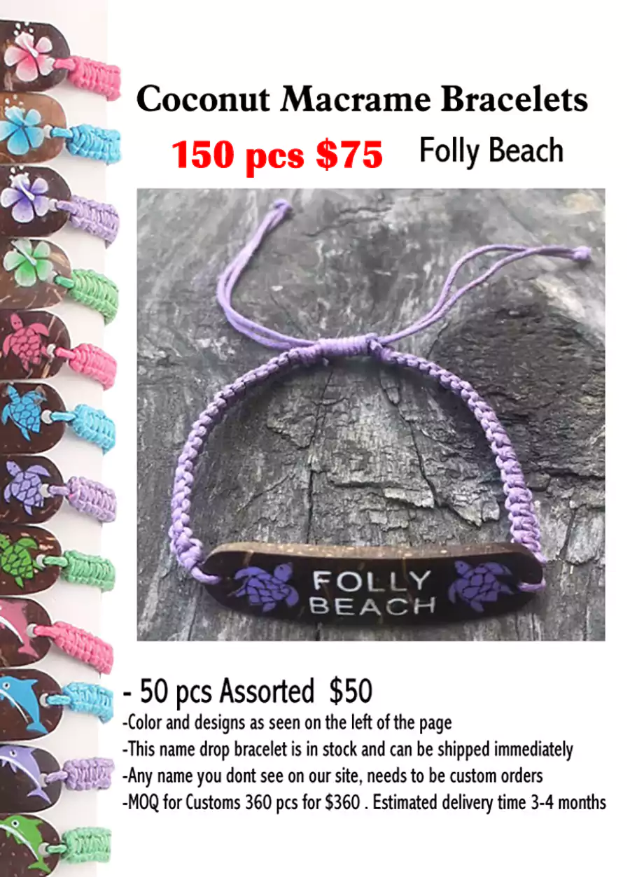 Coconut Macrame Bracelets -Folly Beach (CL)